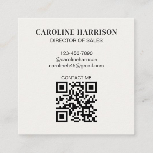 Hey Modern Minimal Bold Typografie QR Code Zwart Vierkante Visitekaartje (Achterkant)