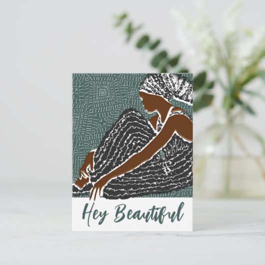Hey Mooie zwarte vrouw in een Afrikaanse hoofd wra Briefkaart (Staand voorkant)