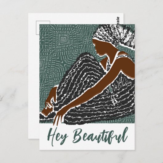 Hey Mooie zwarte vrouw in een Afrikaanse hoofd wra Briefkaart (Voorkant / Achterkant)