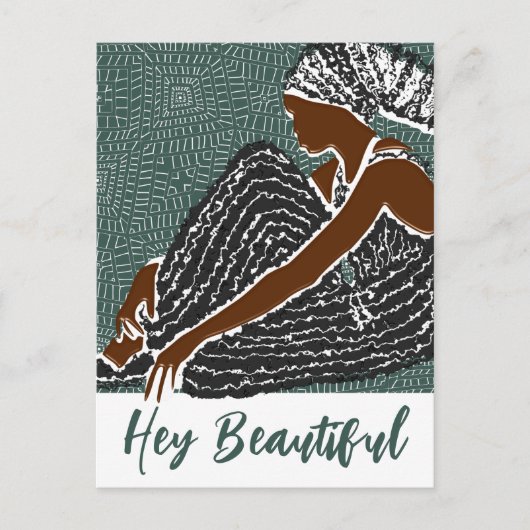 Hey Mooie zwarte vrouw in een Afrikaanse hoofd wra Briefkaart (Voorkant)