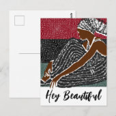 Hey Mooie zwarte vrouw in een Afrikaanse hoofd wra Briefkaart (Voorkant / Achterkant)