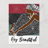 Hey Mooie zwarte vrouw in een Afrikaanse hoofd wra Briefkaart (Voorkant)