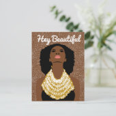 Hey Mooie Zwarte Vrouw met een Tribal Ketting Briefkaart (Staand voorkant)