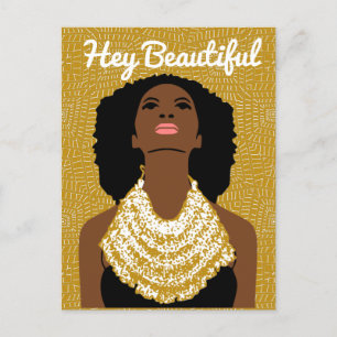 Hey Mooie Zwarte Vrouw met een Tribal Ketting Briefkaart