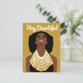 Hey Mooie Zwarte Vrouw met een Tribal Ketting Briefkaart (Staand voorkant)