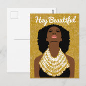 Hey Mooie Zwarte Vrouw met een Tribal Ketting Briefkaart (Voorkant / Achterkant)