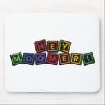 Hey Moomer! Mousepad Muismat<br><div class="desc">Hey,  Moomer! is a colorful typographic design that captures the digital spirit of a generation. Featuring a playful laptop keys motif,  this piece serves as a creative analogy for Millennial culture. It is the perfect gear for Moomers (aka Millennials) and anyone who wants to celebrate the always online lifestyle.</div>