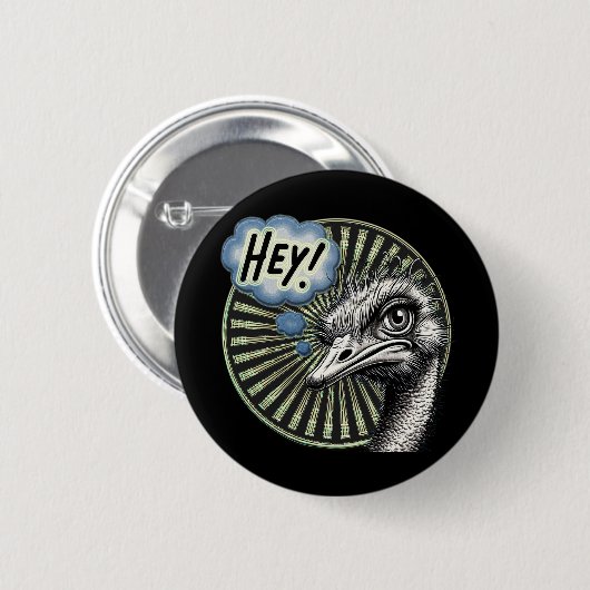 Hey Ostrich Bubble Button (Voorkant /achterkant)