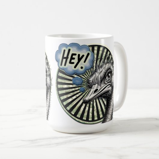 "Hey Ostrich" Bubble Mug Koffiemok (Voorkant rechts)