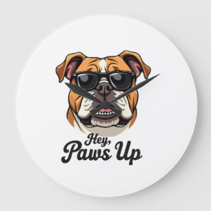 Hey Paws Up Vintage Bulldog met Zonnebril Grappig  Grote Klok