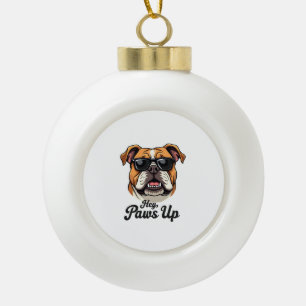 Hey Paws Up Vintage Bulldog met Zonnebril Grappig  Keramische Bal Ornament