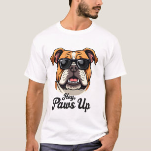 Hey Paws Up Vintage Bulldog met Zonnebril Grappig T-shirt