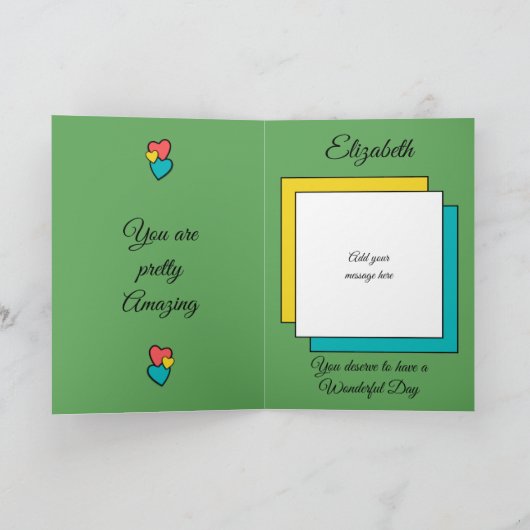 Hey prachtige harten sterren foto groene verjaarda kaart (Binnen)