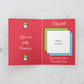 Hey prachtige harten sterren foto rode verjaardag kaart (Binnen)