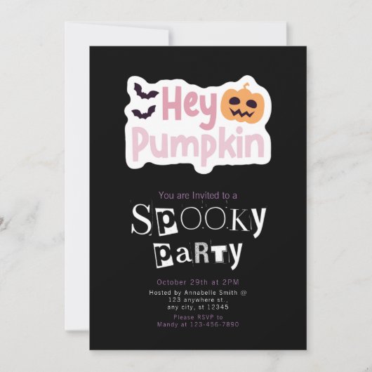 Hey Pumpkin Jack Moderne Minimalistische Halloween Kaart (Voorkant)