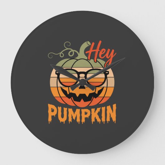 Hey Pumpkin Retro Halloween Zonnebril Grote Klok (Voorkant)