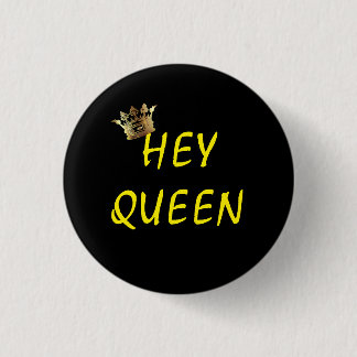 HEY QUEEN BLACK YELLOW CROWN RONDE BUTTON 3,2 CM