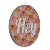 Hey Roze Aquarel Geometrisch Patroon Dartbord (Voorkant Links)