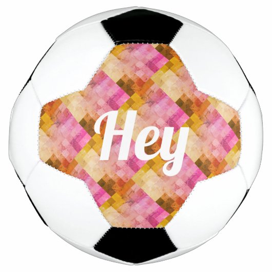 Hey Roze Aquarel Geometrisch Patroon Voetbal (Voorkant)