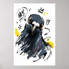 Hey Sassy Duif Portret – Krachtige Handgetekende V Poster