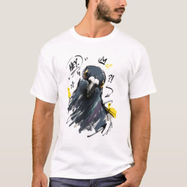 Hey Sassy Duif Portret – Krachtige Handgetekende V T-shirt