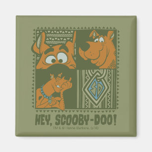 Hey Scooby-Doo Tribal Square Graphic Magneet