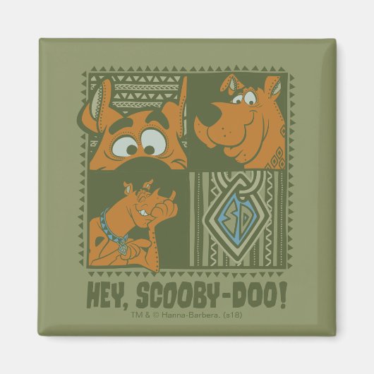 Hey Scooby-Doo Tribal Square Graphic Magneet (Voorkant)