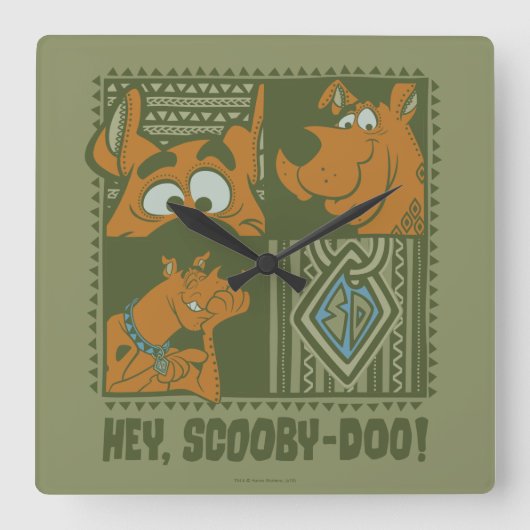 Hey Scooby-Doo Tribal Square Graphic Vierkante Klok (Voorkant)