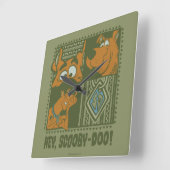 Hey Scooby-Doo Tribal Square Graphic Vierkante Klok (Hoek)