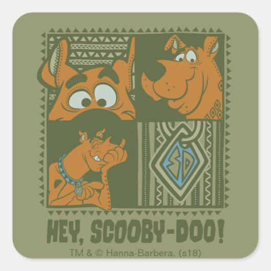 Hey Scooby-Doo Tribal Square Graphic Vierkante Sticker (Voorkant)