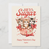 Hey suikerzoete kittens grappige retro Valentijnsd Feestdagenkaart (Voorkant)