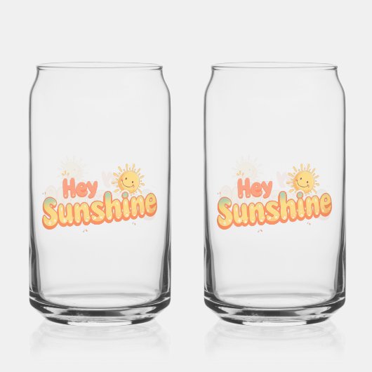 "Hey Sunshine" met glimlachende zon Blikvorm Glas (Voorkant)