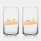 "Hey Sunshine" met glimlachende zon Blikvorm Glas (Achterkant)