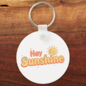 "Hey Sunshine" met glimlachende zon Sleutelhanger (Achterkant)