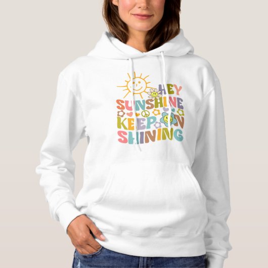 Hey Sunshine, Trendy Flowers Retro Vegan Hoodie (Voorkant)