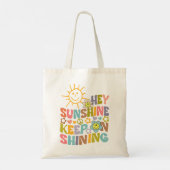 Hey Sunshine, Trendy Flowers Retro Vegan Tote Bag (Achterkant)