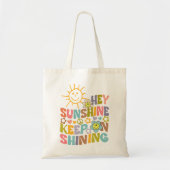 Hey Sunshine, Trendy Flowers Retro Vegan Tote Bag (Voorkant)