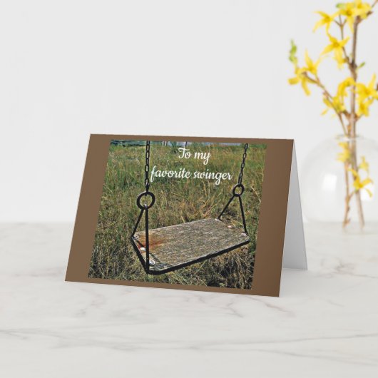 "HEY SWINGER" GELUKKIGE VERJAARDAG KAART (Gele Bloem)