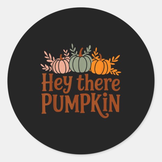 Hey There Pumpkin,trendy Fall Autumn Halloween Ret Ronde Sticker (Voorkant)
