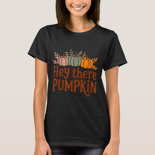 Hey There Pumpkin,trendy Fall Autumn Halloween Ret T-shirt (Voorkant)