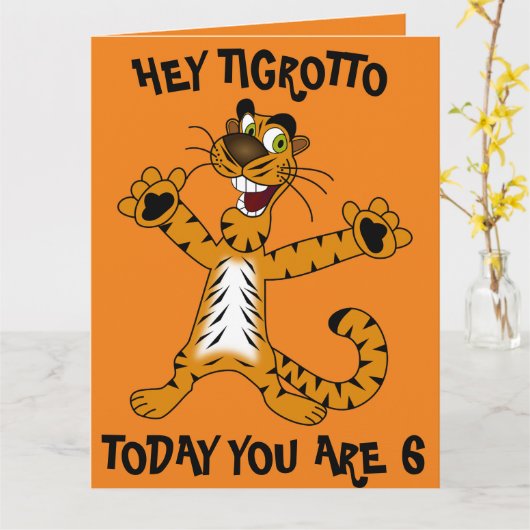 HEY TIGROTTO Boy Birthday Card Kaart (Gele Bloem)