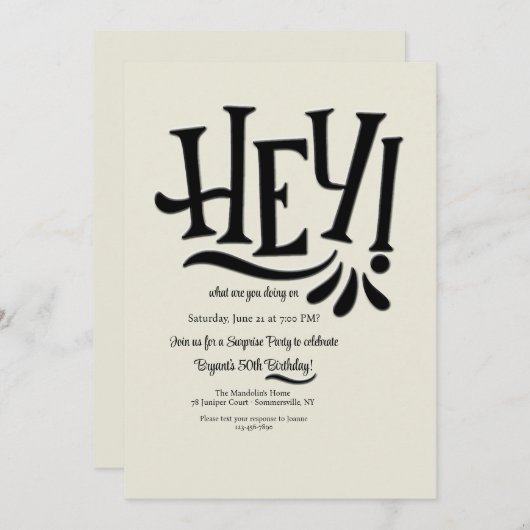 Hey Uitnodiging (Voorkant / Achterkant)