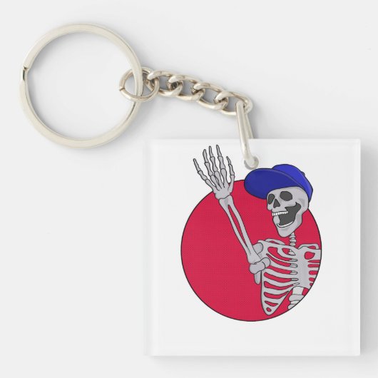 Hey Vrienden Cool en Grappig Skelet Sleutelhanger (voorkant)