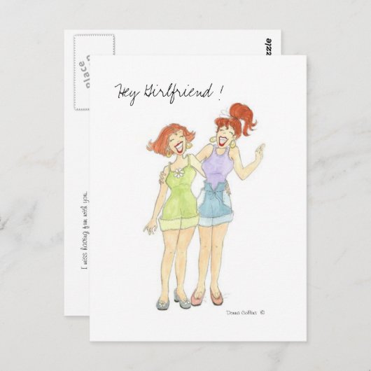 Hey Vriendin Briefkaart (Voorkant / Achterkant)