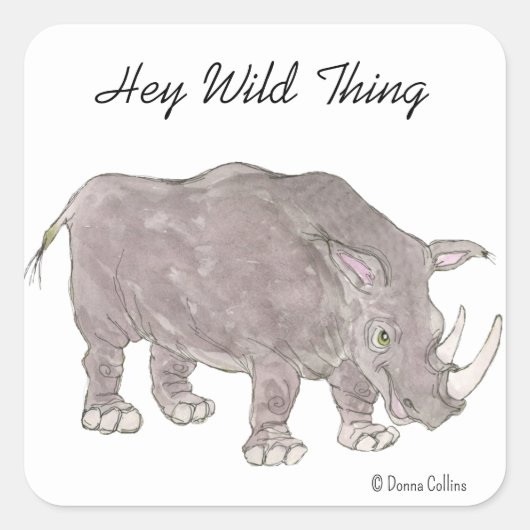 Hey Wild Thing Rino Sticker (Voorkant)