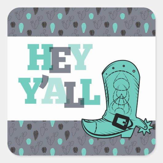 Hey Y'All - Texas Vierkante Sticker (Voorkant)