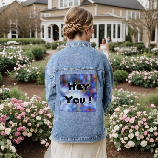 Hey You op Bokeh Style Achtergrond Denim Jacket (Huwelijk Achterkant)