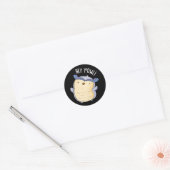 Hey Y'Owl Grappige Uil Pun Dark BG Ronde Sticker (Envelop)
