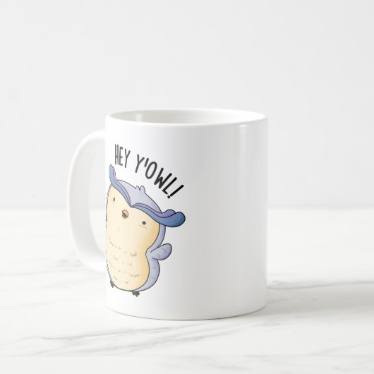 Hey Y'Owl Grappige Uil Pun Koffiemok (Voorkant links)
