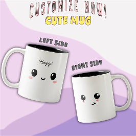 “Heyy!” Cute Face Two-Tone Cofee Mug Tweekleurige Koffiemok